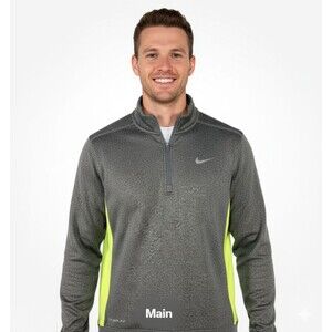 NIKE Pullover Mens Large Gray Therma Fit 1/4 Zip Long Sleeve Shirt HO120407PKM